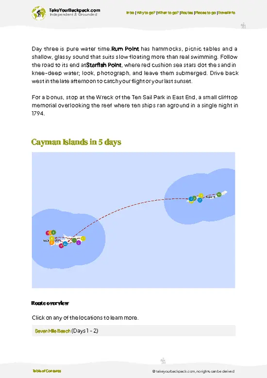 example page 4 from our offline Travel Guide for Cayman Islands